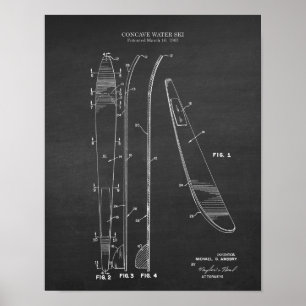 Poster Ski d'eau brevet #5 Décor cadeau pour lui