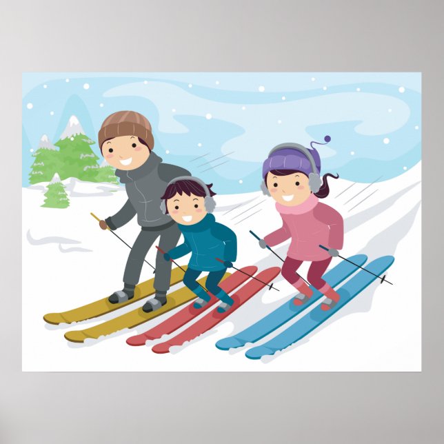 Poster Ski en famille (Devant)