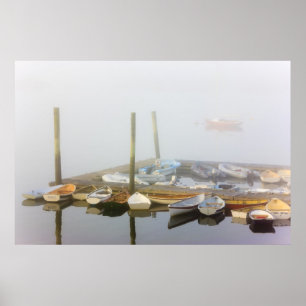 Poster Ski et brouillard matinal à Southwest Harbour,