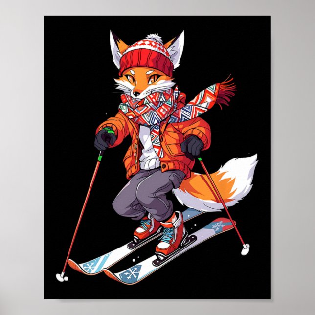 Poster Ski Fox Skier Ski Ski Hiver Neige 1 (Devant)