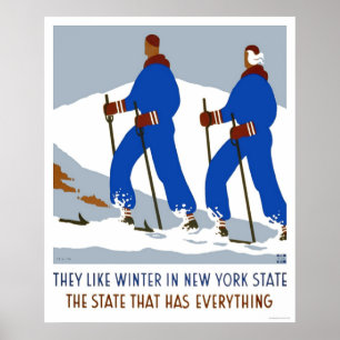 Poster Ski hiver New York 1938 WPA