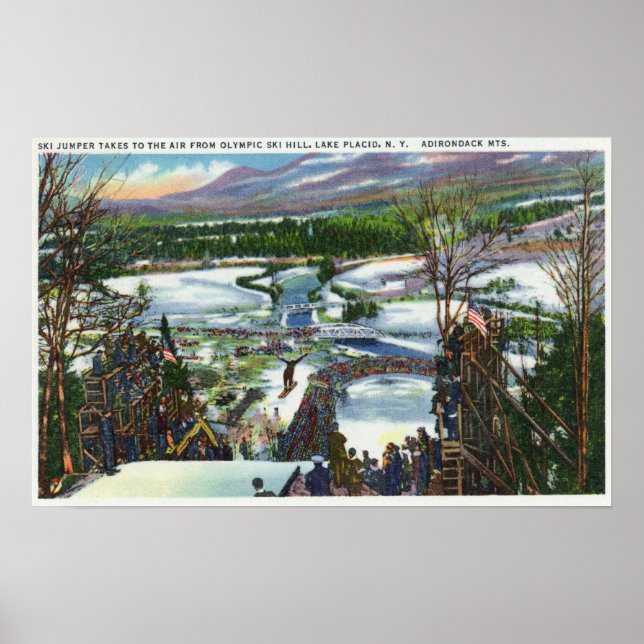 Poster Ski Jumper décolle de la Ski Hill Olympique (Devant)