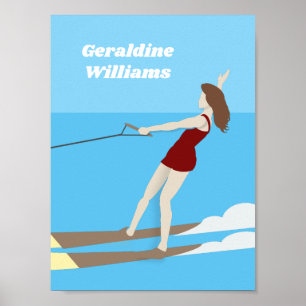 Poster Ski nautique de style vintage
