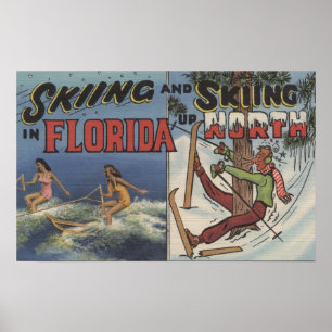 Poster Ski nautique en Floride vs Neige Ski vers le nord