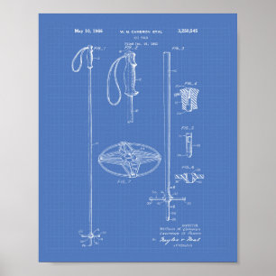 Poster Ski Pole 1966 Brevet d'art Plan directeur