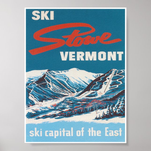 Poster Ski Stowe Vermont Vintage (Devant)