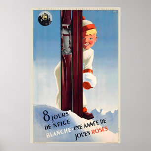 Poster Ski Suisse France Montagnes Autrichiennes Alpes