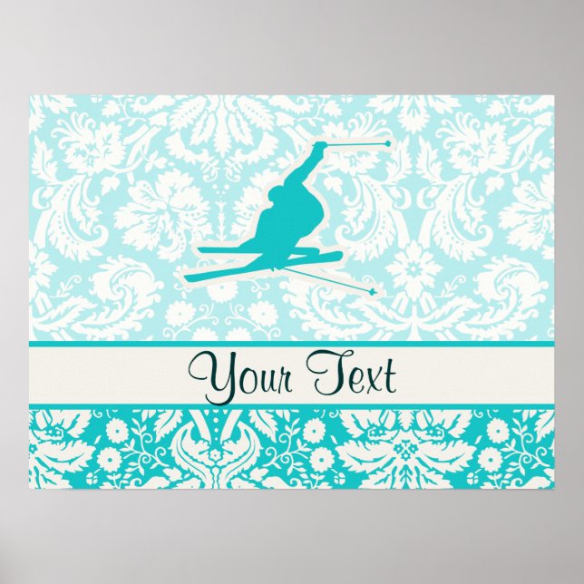 Poster Ski turquoise de neige (Devant)