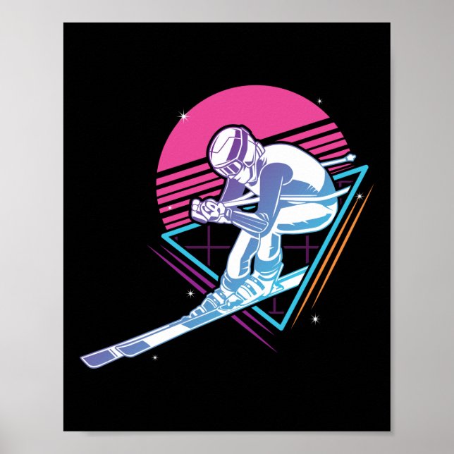 Poster Ski Vintage de neige 80s (Devant)