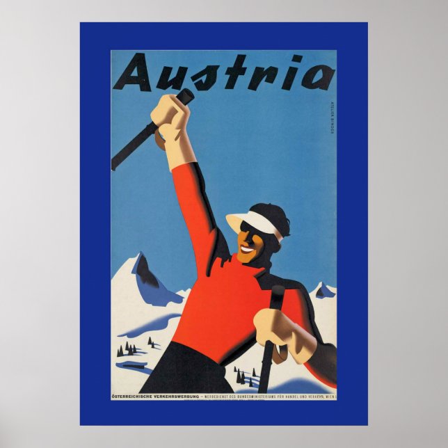 Poster Ski vintage en Autriche (Devant)