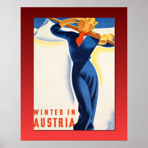poster Ski vintage, hiver en Autriche