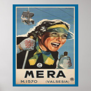 poster Ski vintage, Mera, Valsesia