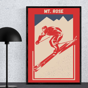 Poster Ski vintage Nevada Mountain Resort Mt Rose