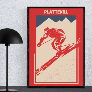 Poster Ski vintage New York Mountain Resort Plattekill