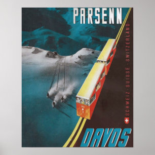 poster ski vintage, Parsenn, Davos