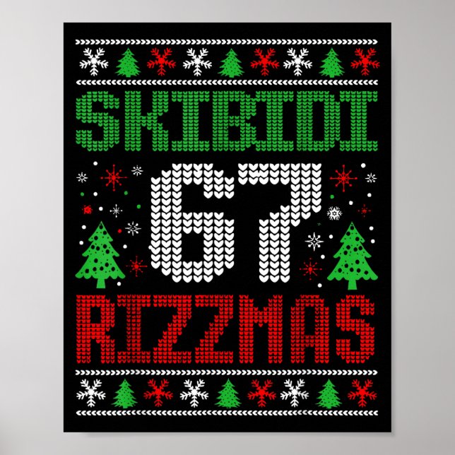 Poster Skibidi 67 Rizzmas Funny Six Seven Meme Christmas  (Devant)
