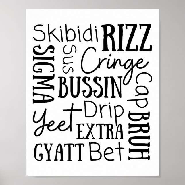 Poster Skibidi Rizz Funny Kids Rizz Bussin Gen Z Christma (Devant)