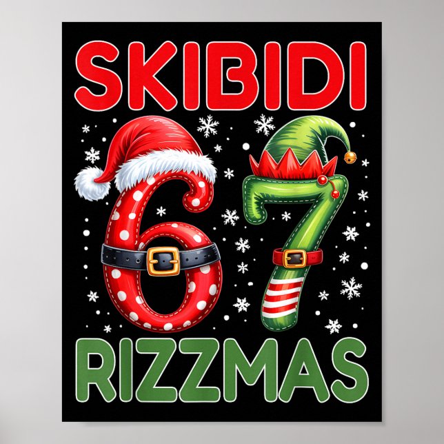 Poster Skibidi Rizzmas 67 Christmas Six Seven Xmas Funny  (Devant)