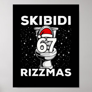 Poster Skibidi Rizzmas 67 Drôle Toilet Père Noël 6 7 Noël