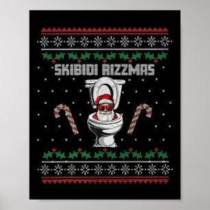 Poster Skibidi Rizzmas Drôle de Toilet Santa Eléphant Bla