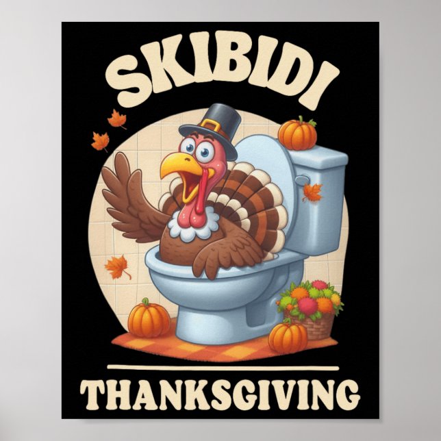 Poster Skibidi Thanksgiving Mème amusant Skibidi Toilet T (Devant)