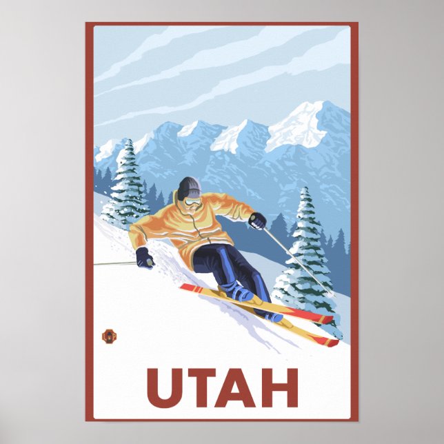 Poster Skier de neige en descente Utah (Devant)