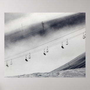 Poster Skiers on a chair lift
