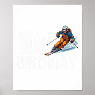 Poster Skieur 10e anniversaire Ski Garçon Fille 10e anniv