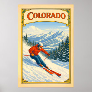 Poster Skieur du Colorado Vintage