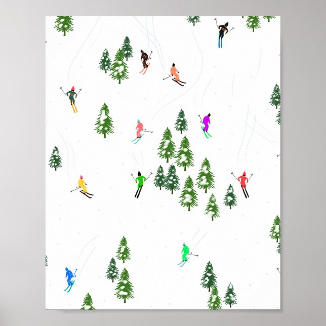 Poster Skieurs alpins Ski Illustration Skier (Devant)