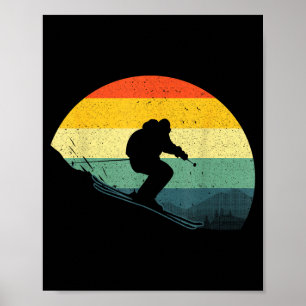 Poster Skieurs cool pour hommes femmes rétro ski neige sk