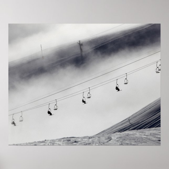 Poster Skieurs sur télésiège (Devant)