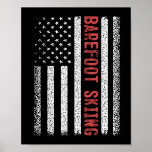 Poster Skiing pieds nus drapeau américain 4 juillet 