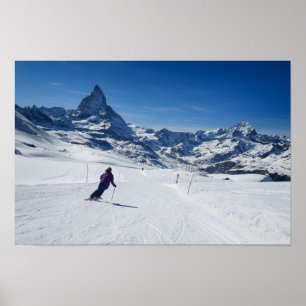 Poster Skiing with Mt. Matterhorn in Zermatt, Switzerland