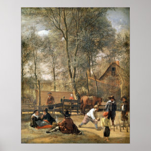 Poster Skittle Players à l'extérieur d'une auberge, c.166