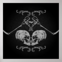 "Skull in Love" Skeletons Vintages Mariage noir