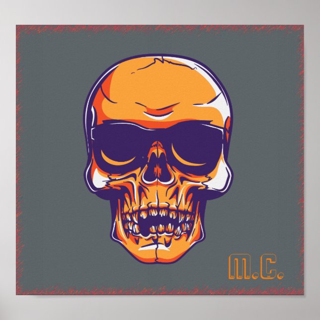 Poster Skull M.C. Biker Eerie Orange (Devant)