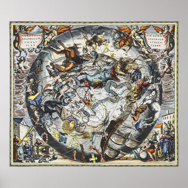 Poster Sky Constellations Carte Vintage (Devant)