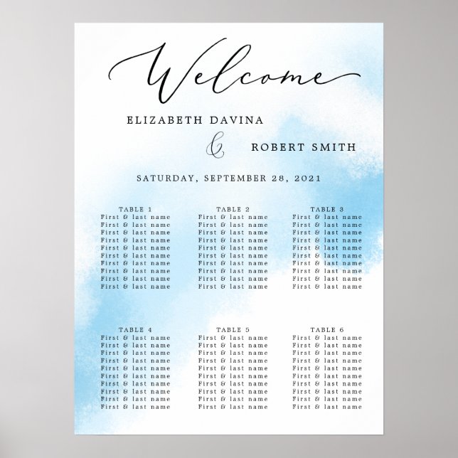 Poster Sky Watercolor Laver et mariage élégant (Devant)