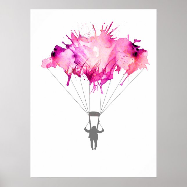 Poster Skydiver Parachute Skydiving Parachute Art Cadeau (Devant)