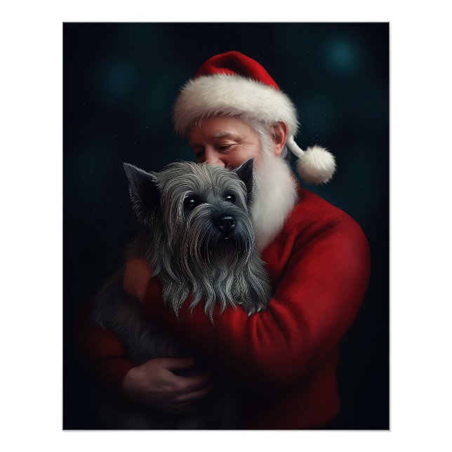 Poster Skye Terrier avec Noël Festif du Père Noël (Devant)