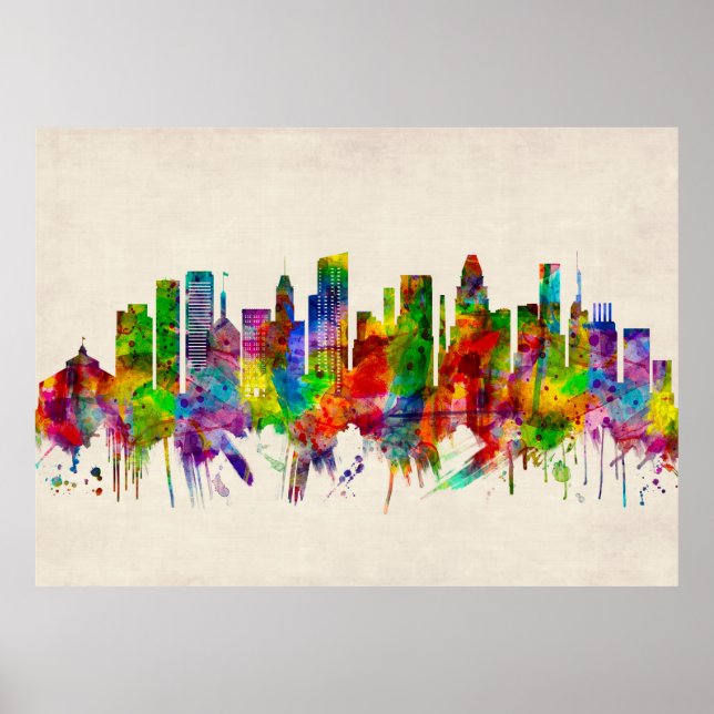 Poster Skyline Baltimore Maryland (Devant)