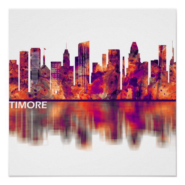 Poster Skyline Baltimore Maryland (Devant)