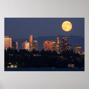 Poster Skyline Bellevue Du Lac Washington À Dusk