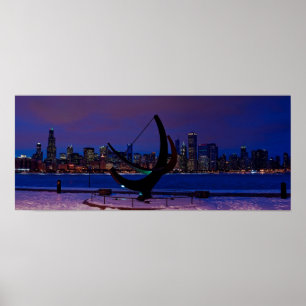 Poster Skyline Chicago Holiday