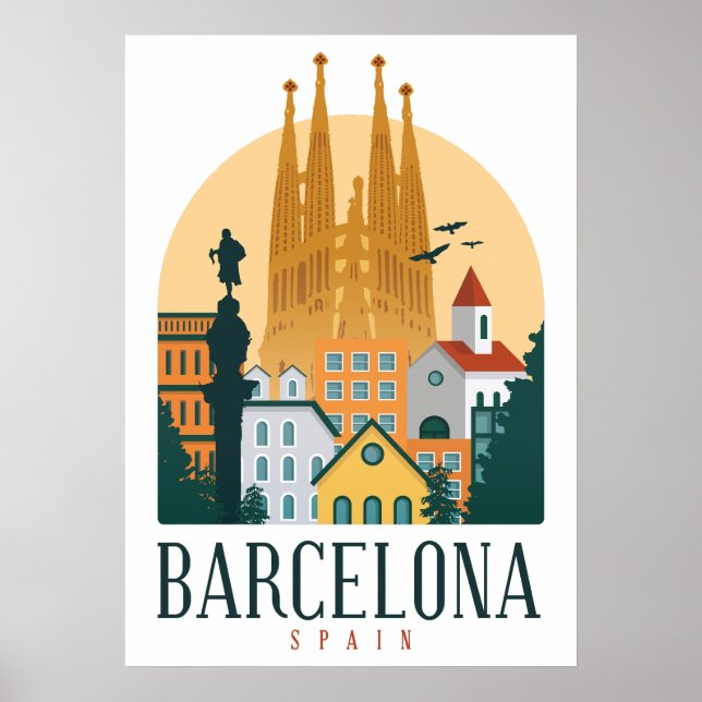 Poster Skyline de Barcelone (Devant)