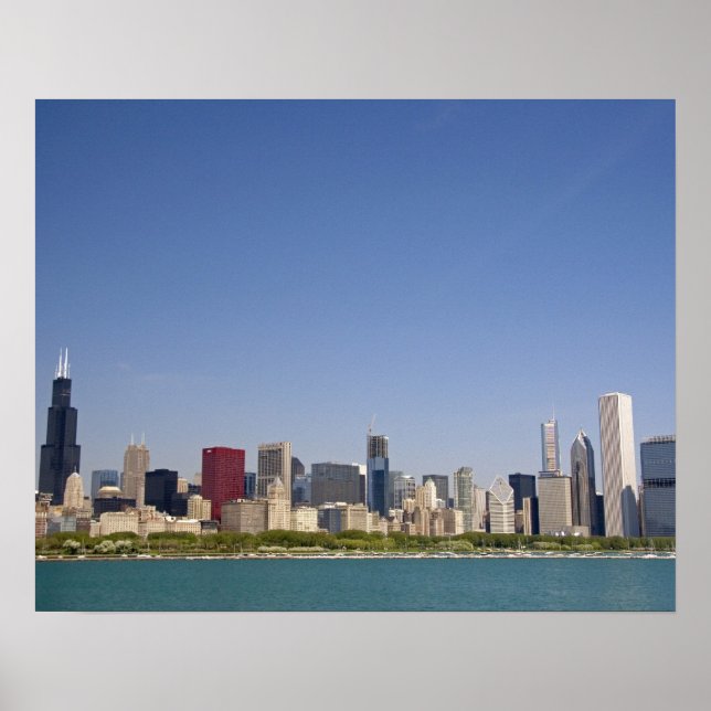 Poster Skyline de Chicago, Illinois, USA. (Devant)
