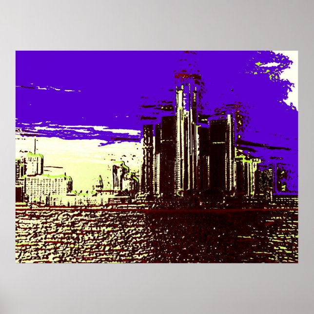 Poster Skyline de Détroit (Devant)