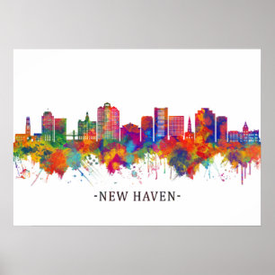 Poster Skyline de New Haven Connecticut