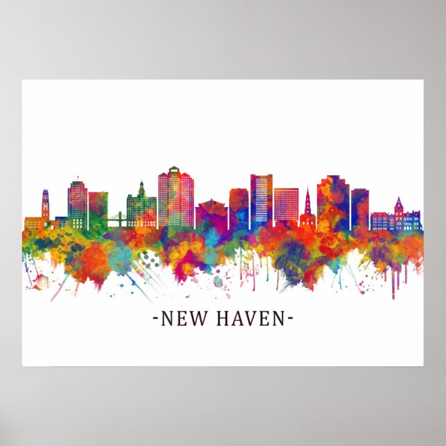Poster Skyline de New Haven Connecticut (Devant)